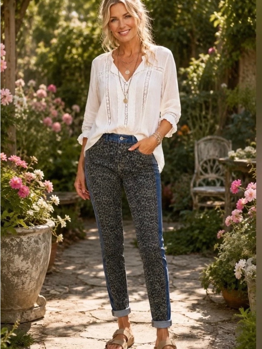 Umgee Leopard Ankle Jeans